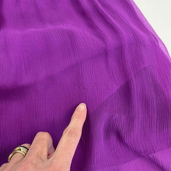 CACHE Y2K Silk Mini Dress Sz 2 Purple Ruffled One Shoulder Fairy Cocktail - Picture 4 of 15